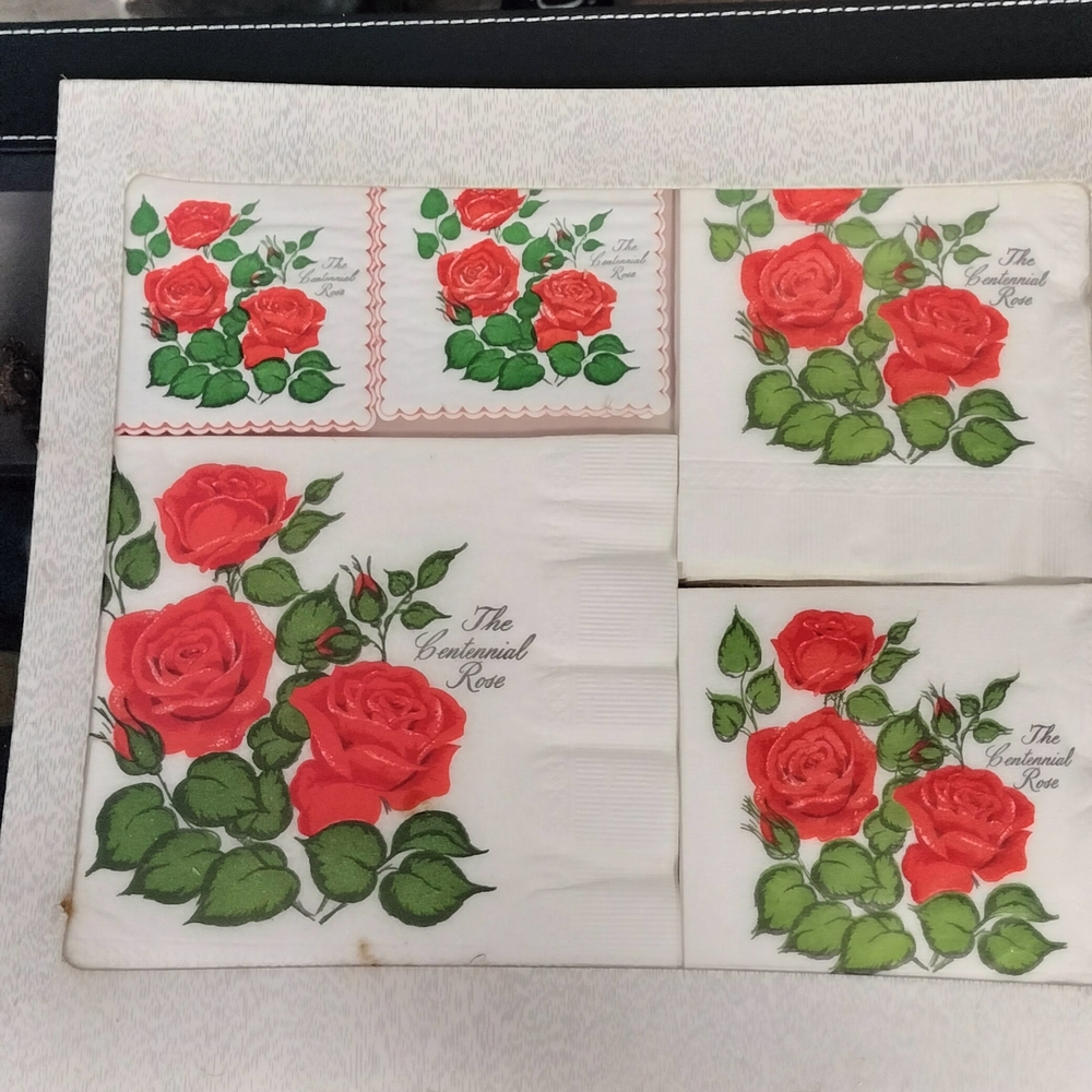 Vintage Centennial Canadian 1967 Elegant Rose Napkin Set